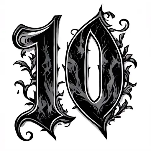 black letter gothic number 10 tattoo design idea