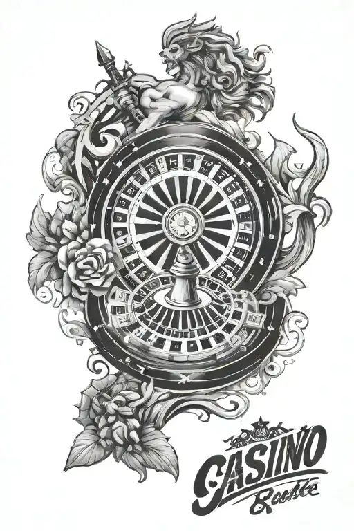casino roulette Wheel and zeus y poseidon tattoo design idea