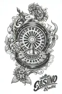 casino roulette Wheel and zeus y poseidon tattoo design idea