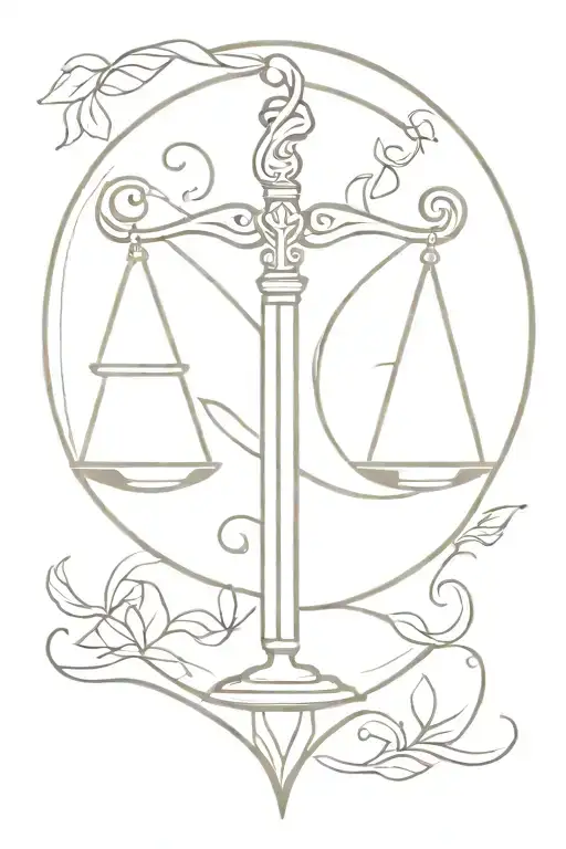 libra zodiac sign sword and scales astrology symbols tattoo design idea