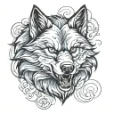 Angry wolf looking forward tattoo design idea