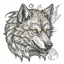 Angry wolf looking forward tattoo design idea