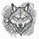 Angry wolf looking forward tattoo design idea