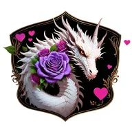 European white dragon with purple roses and pink hearts  tattoo design idea