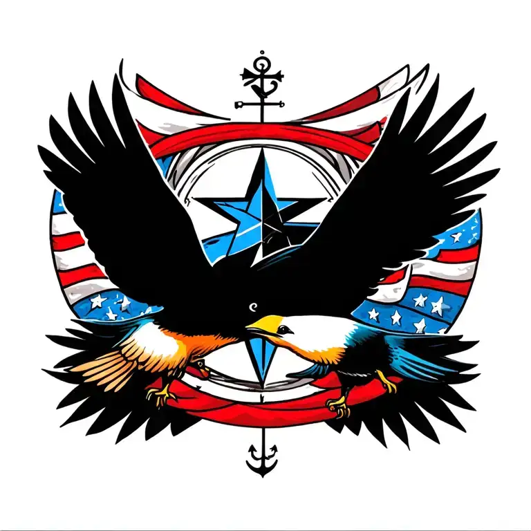 2 swallows with a nautical star in the middle tattoo design idea