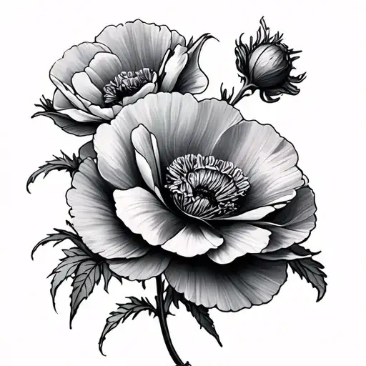 carnation and poppy flower tattoo design idea