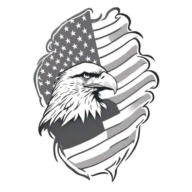 American flag and bald eagle tattoo design idea