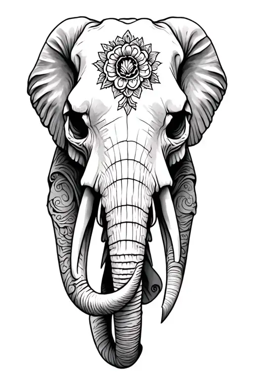 elephant skull tattoo design idea