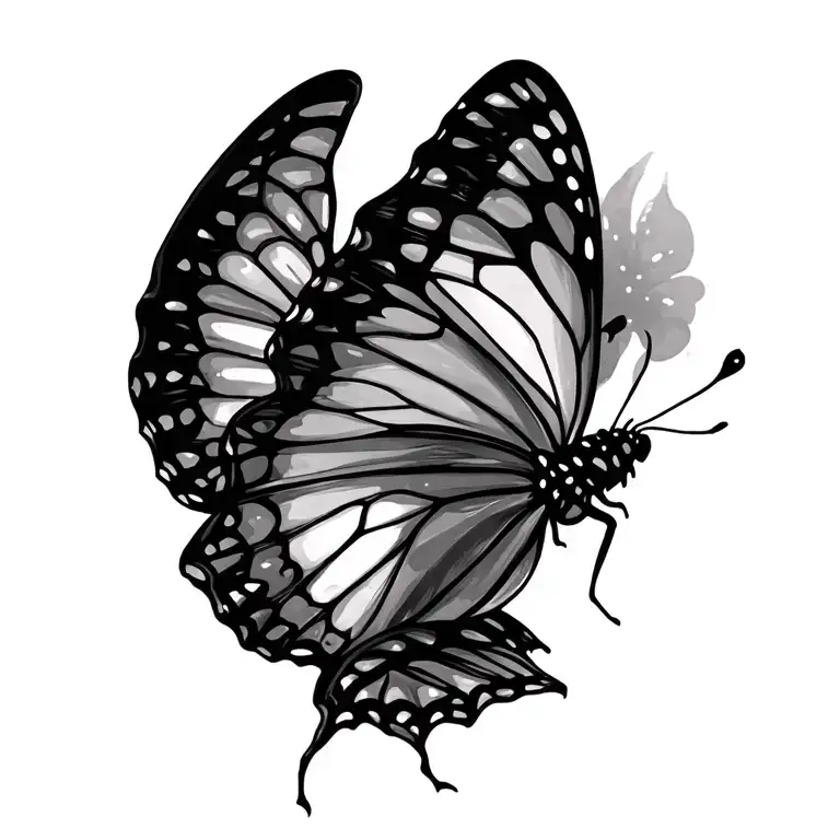 butterfly with dissolving wings tattoo design idea