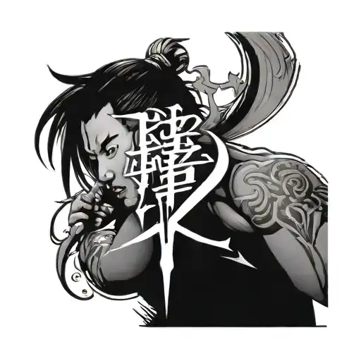 chinese word of dave in the middle of kitana tattoo design idea