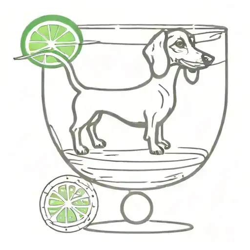 margarita glass with dachshund inside tattoo design idea