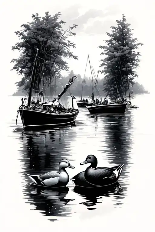 ducks and boats  tattoo design idea