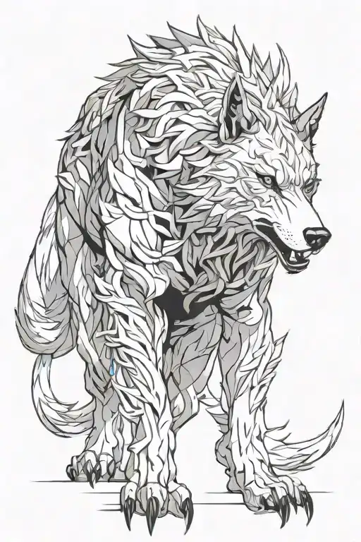 tatoo masculine Powerful majestic giant wolf entire body with shadows  tattoo design idea