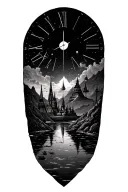 time and kingdom and travel tattoo design idea