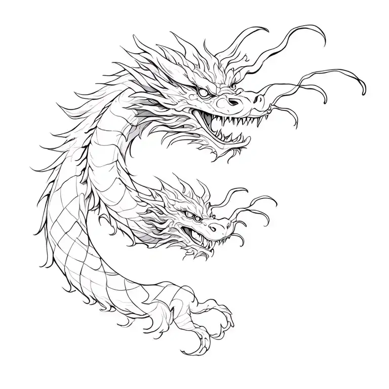 Chinese Dragon water waves tattoo design idea