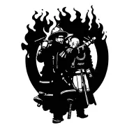 Camillero and firefighter fighting with fires tattoo design idea