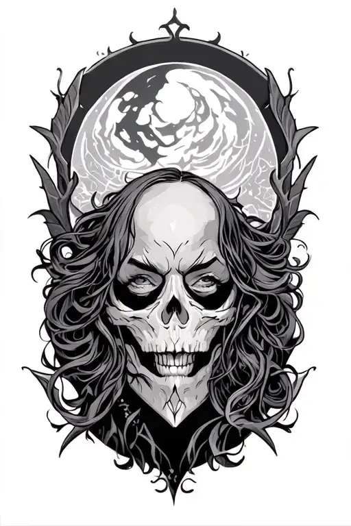 the morrigan god of death sleeve tattoo design idea