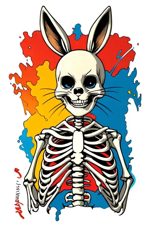 looney tunes turning into skeletons breaking out rib cage tattoo design idea