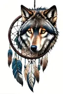 Wolf Dreamcatcher intertwined tattoo design idea