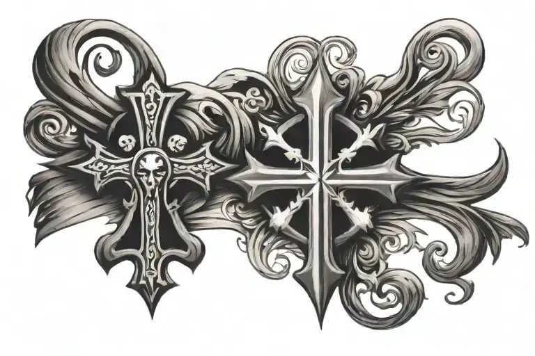 Albanian flagg one Cross and the name Alba  tattoo design idea