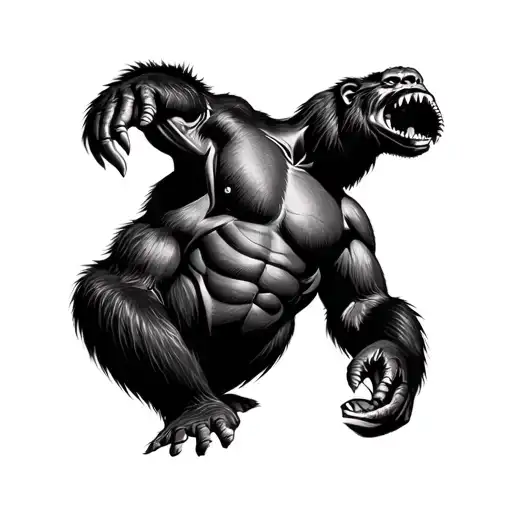 realism gorilla roaring side facing tattoo design idea