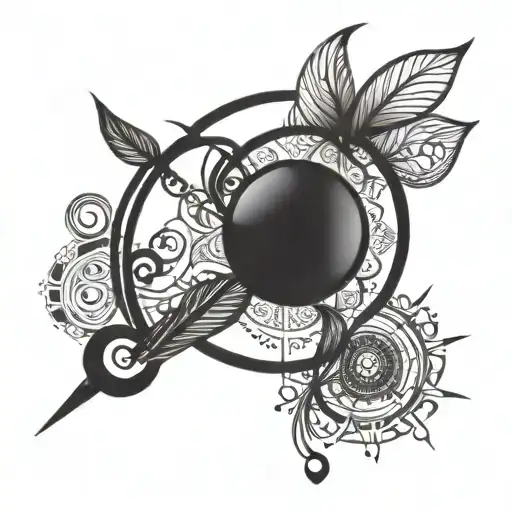 Incorporate a mandala, a quill pen and musical notes intertwined with Buddhist symbols tattoo design idea