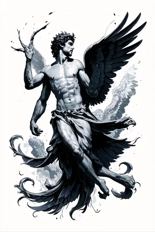 icarus falling tattoo design idea