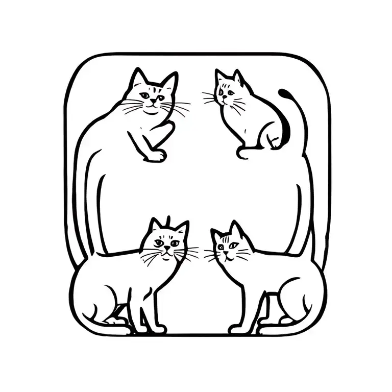 cats playing tattoo design idea