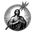 st Christopher patron Saint in circle tattoo tattoo design idea