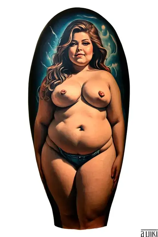 chubby nude frontal girl tattoo design idea