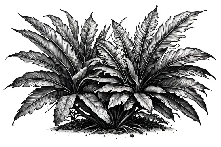 tropical plant growing together tattoo design idea