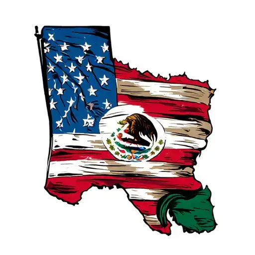 Texas , Mexican And American Flag tattoo design idea