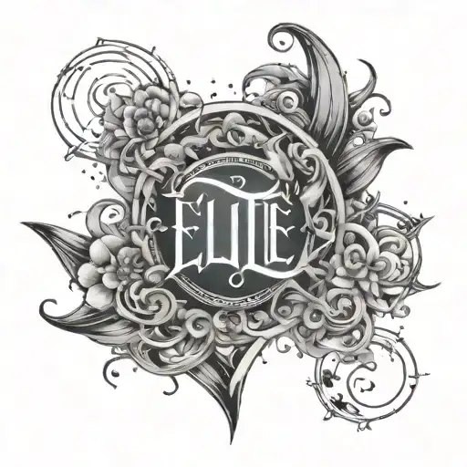 the word elite in an astral font but it is just the word and no circles around it.  tattoo design idea