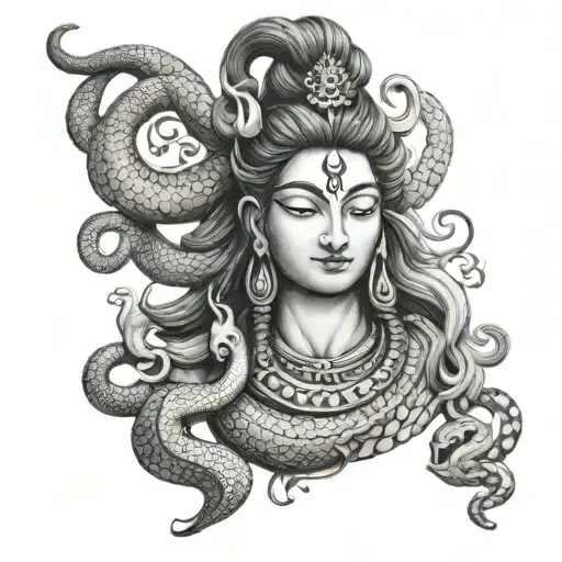 shiva sculpture with a snake tattoo design idea