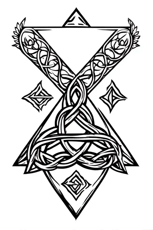 Rune Viking, witch knot, triangle of abundance tattoo design idea