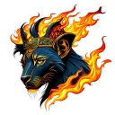 Sekhmet in flames tattoo design idea