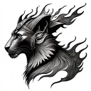 Sekhmet in flames tattoo design idea