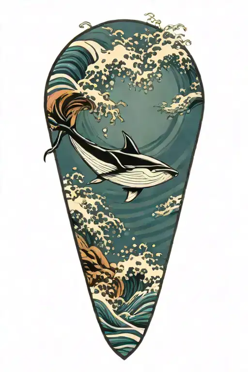 manta ray in kanagawa wave tattoo design idea