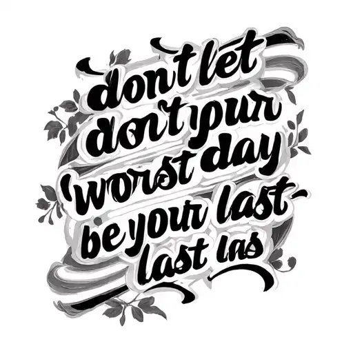 {"prompt":"Tattoo design with the phrase 'don;t let your worst day be your last' in elegant cursive script. Minimalist b tattoo design idea