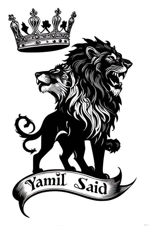 "Yamil Said" Crowns and lions tattoo design idea