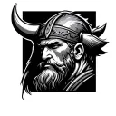viking head profile holding tattoo design idea