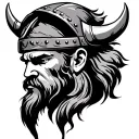 viking head profile holding tattoo design idea