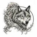 wolf with goddess  tattoo design idea