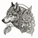 wolf with goddess  tattoo design idea