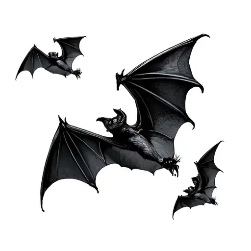 A few bats flying tattoo design idea
