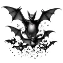 A few bats flying tattoo design idea