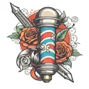 barber pole tattoo design idea