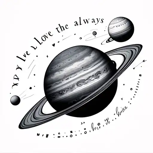 Planets orbiting the word love always translated to morse code tattoo design idea