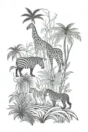  jungle with animals native tattoo design idea