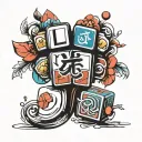 generate me a rubiks cube tatoo with the colors form the letter L tattoo design idea